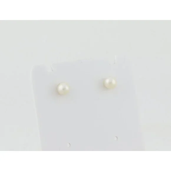 14k Yellow Gold 5mm Freshwater Pearl Earrings Stud Post Small 1/4" - Picture 3 of 9
